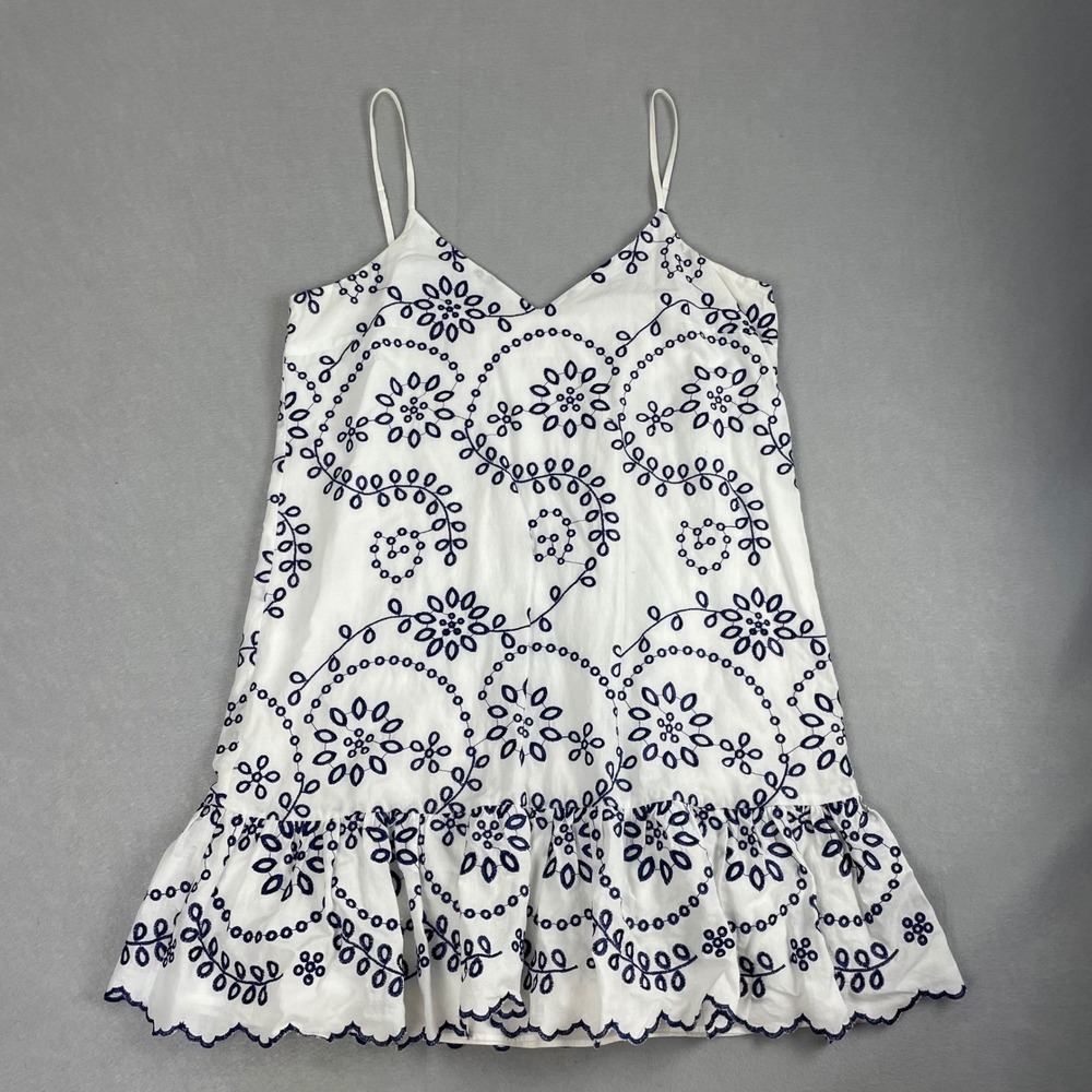 Devlin White‎ Blue Floral Embroidered Eyelet Sleeveless Dress - Size 6